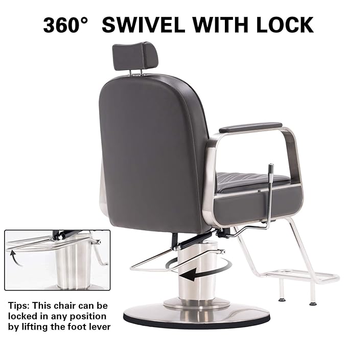 BarberPub Salon Chair for Hair Stylist, All Purpose Hydraulic Barber Styling Chair, Beauty Spa Equipment 8548 (Grey)