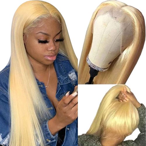 Lace Front Human Hair Wig Pro Deep Parting Blonde Lace Wigs with Pre Plucked Hairline and Baby hair Thick 150% Density Glueless 613 Frontal Wigs Bleached Knots Short 20 Inch
