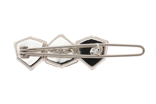 L. Erickson Triple Crystal Tige Boule Barrette - Crystal/Silver