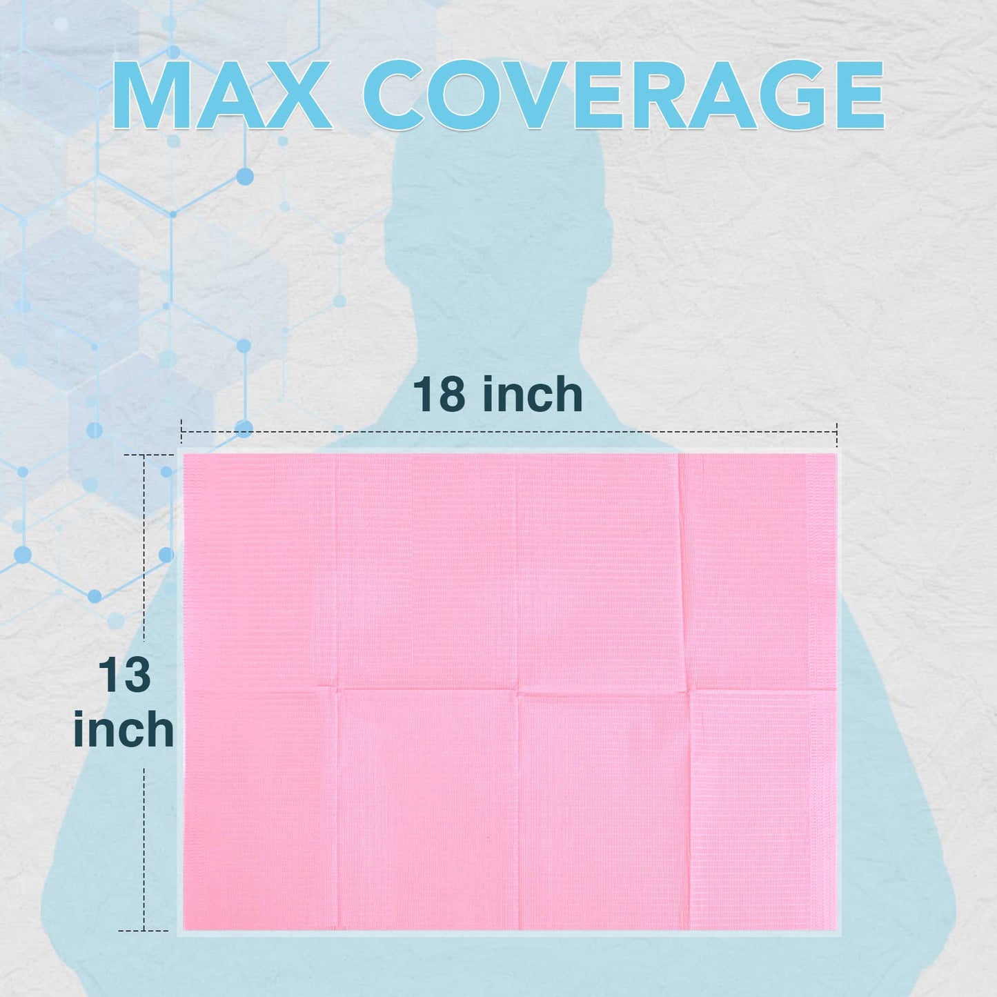 160 Pack Disposable Dental Bibs 13"x18", 3-Ply Waterproof Tattoo Bibs Sheet for Nail Salon, Dental Clinic, Feeding, Tattoo Shop (Pink)