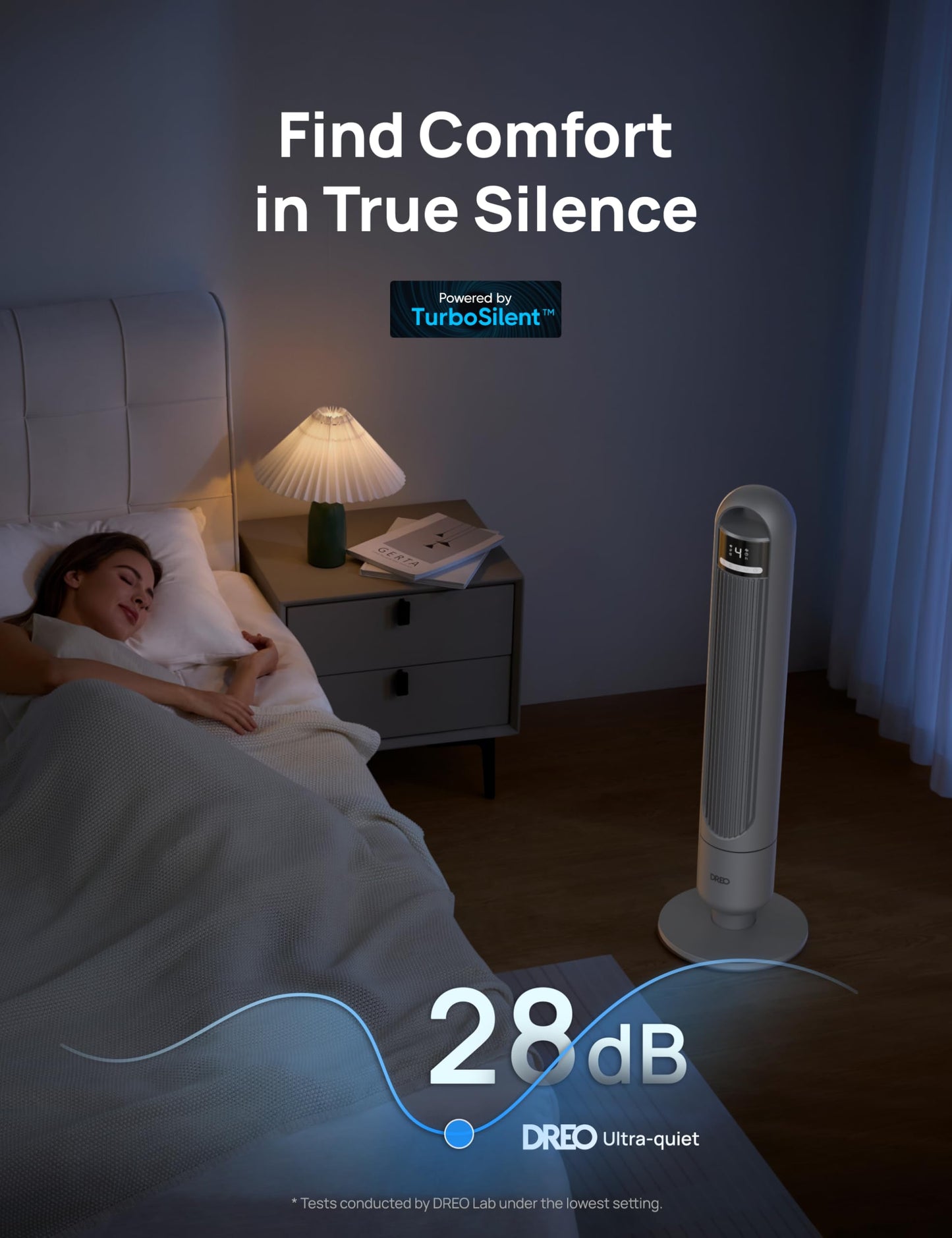 Dreo Tower Fan For Bedroom, 4 Speeds, 3 Modes Standing Fans For Room With 90 Wide Oscillating, 28Db Quiet For Sleep, 25Ft/S Velo