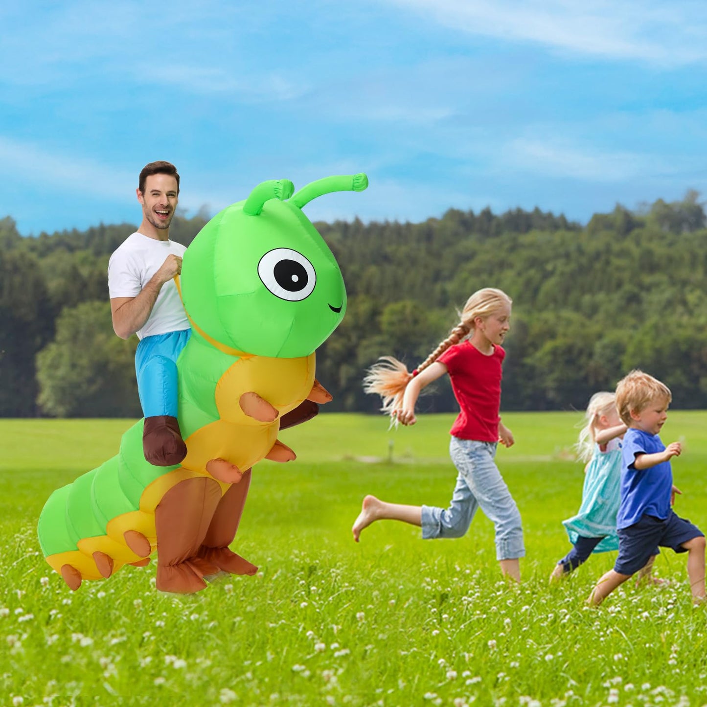Acekar Inflatable Costume For Adults,Inflatable Caterpillar Riding Costume,Halloween Blow up Costume for Women Men Cosplay Parties