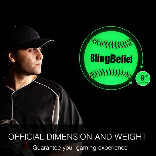blingbelief Super Bright Glow in The Dark Baseball, LED Charging Light Up Luminous Baseball, Official Size and Weight Baseballs with Carrying Bag-Carrying Bag,Baseballsx3