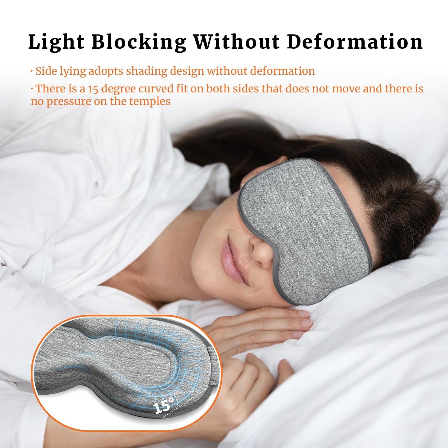 AOAWI Sleep Eye Mask 3D Contoured cup Soft and Gentle, Breathable, Comfortable for side sleeping, Travellers, Yoga, Men, Women, Adjustable, with silicone Ear Plugs for Sleeping Noise Reductions (Grey)