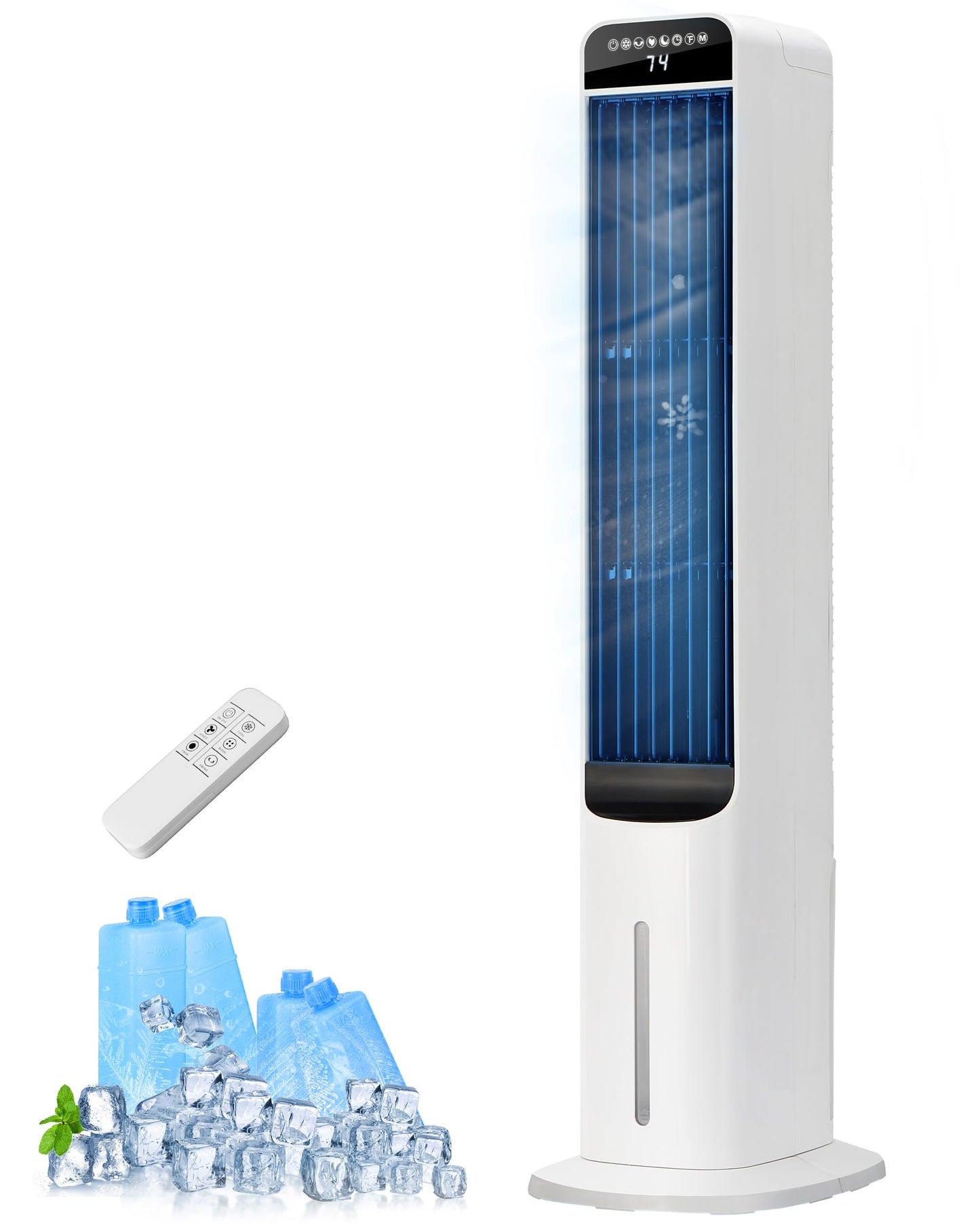Uthfy 41 INCH Portable Air Conditioners, 3-in-1 Swamp Cooler with 120° Oscillation, 28ft/s, Cooling Fans that Blow Cold Air 4 Modes, 3 Speeds,4L Water Tank,4 Ice Packs, Off White