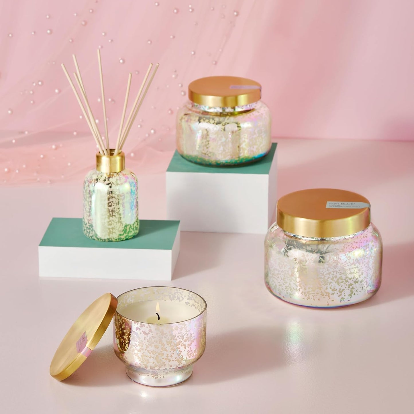 Capri Blue Reed Diffuser - Reed Diffuser Set Includes Scented Oil, Sticks, and Mercury Iridescent Glass Bottle - Home Decor Room Fresheners - Havana Vanilla (5.7 fl oz)