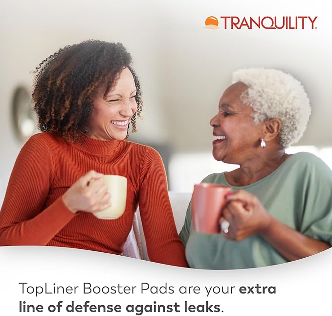 Tranquility TopLiner Disposable Booster Pads, Super (15" x 4.25") Flow-Through Design with Adhesive Strip for Max Absorption, Adult Unisex, 100ct Case