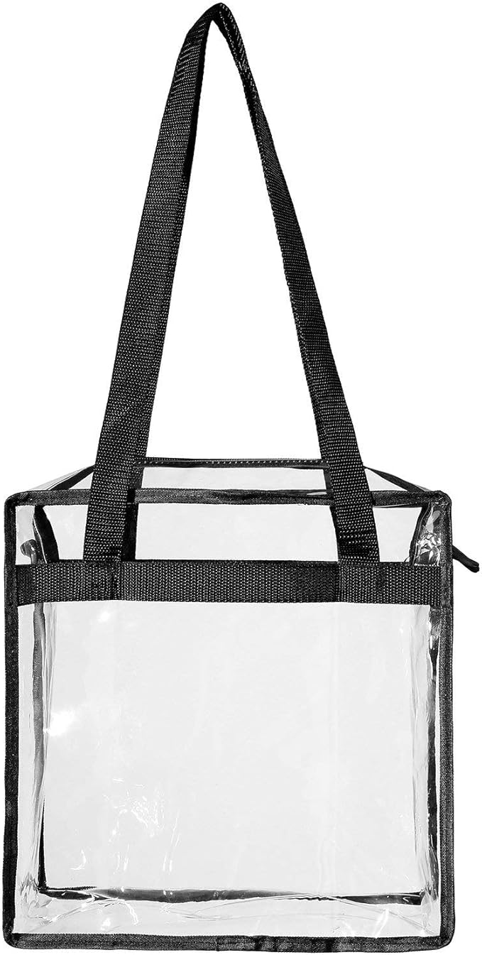 BAGAIL Clear Bags 12x6x12 Stadium Approved Clear Tote Bag with Zipper Closure Crossbody Shoulder Bag with Adjustable Strap