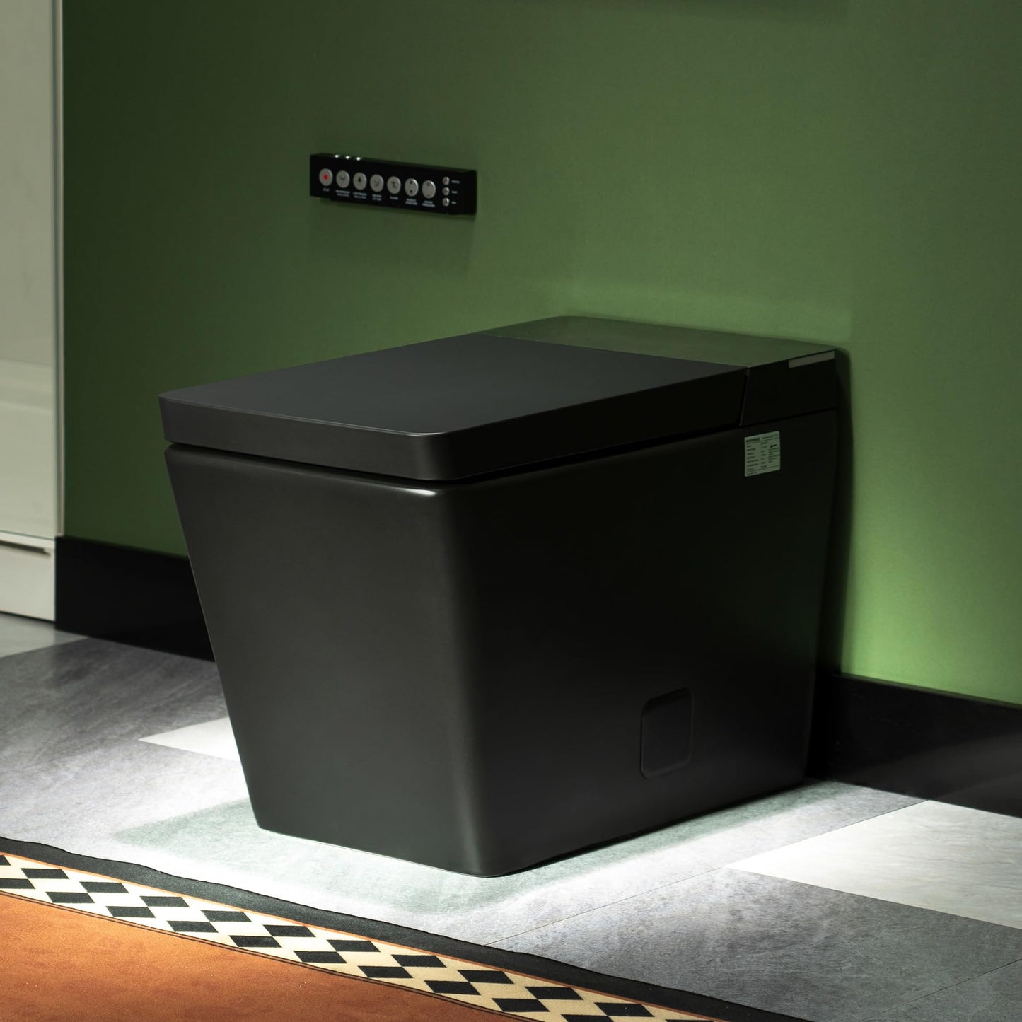 WOODBRIDGE One-Piece Square Smart Toilet with Tank, Auto Open & Close, Foot Sensor, Auto Flush, Multiple Spray Modes, Heated Seat, Warm Water, Air Dryer, Matte Black
