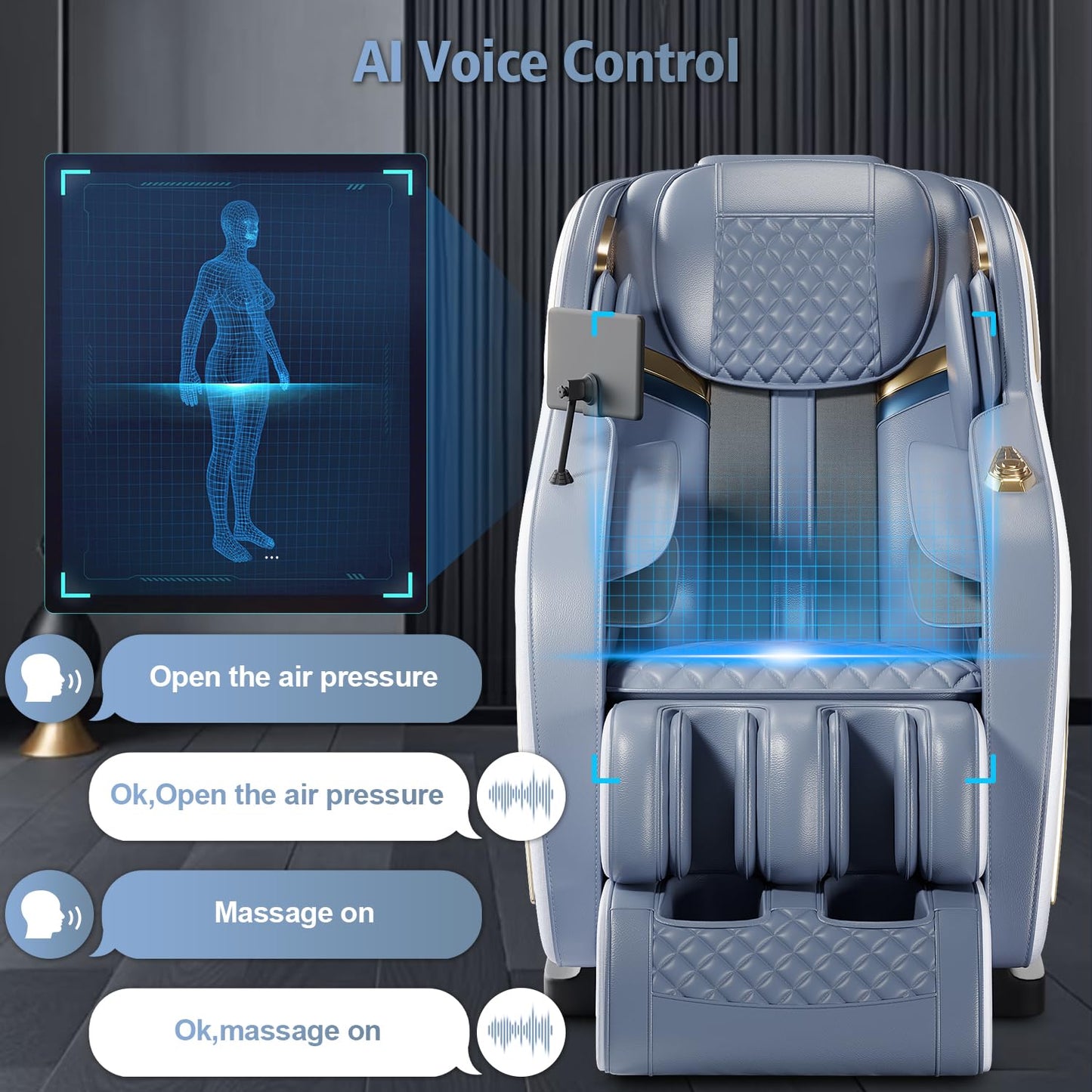 AVSAMOQ Massage Chair Full Body, 4D Zero Gravity 57" SL-Track Shiatsu Massage Chair Recliner with Airbags, Heating, Body Scan, Deep Yoga Stretch, Foot Rollers, AI Voice Control (White)