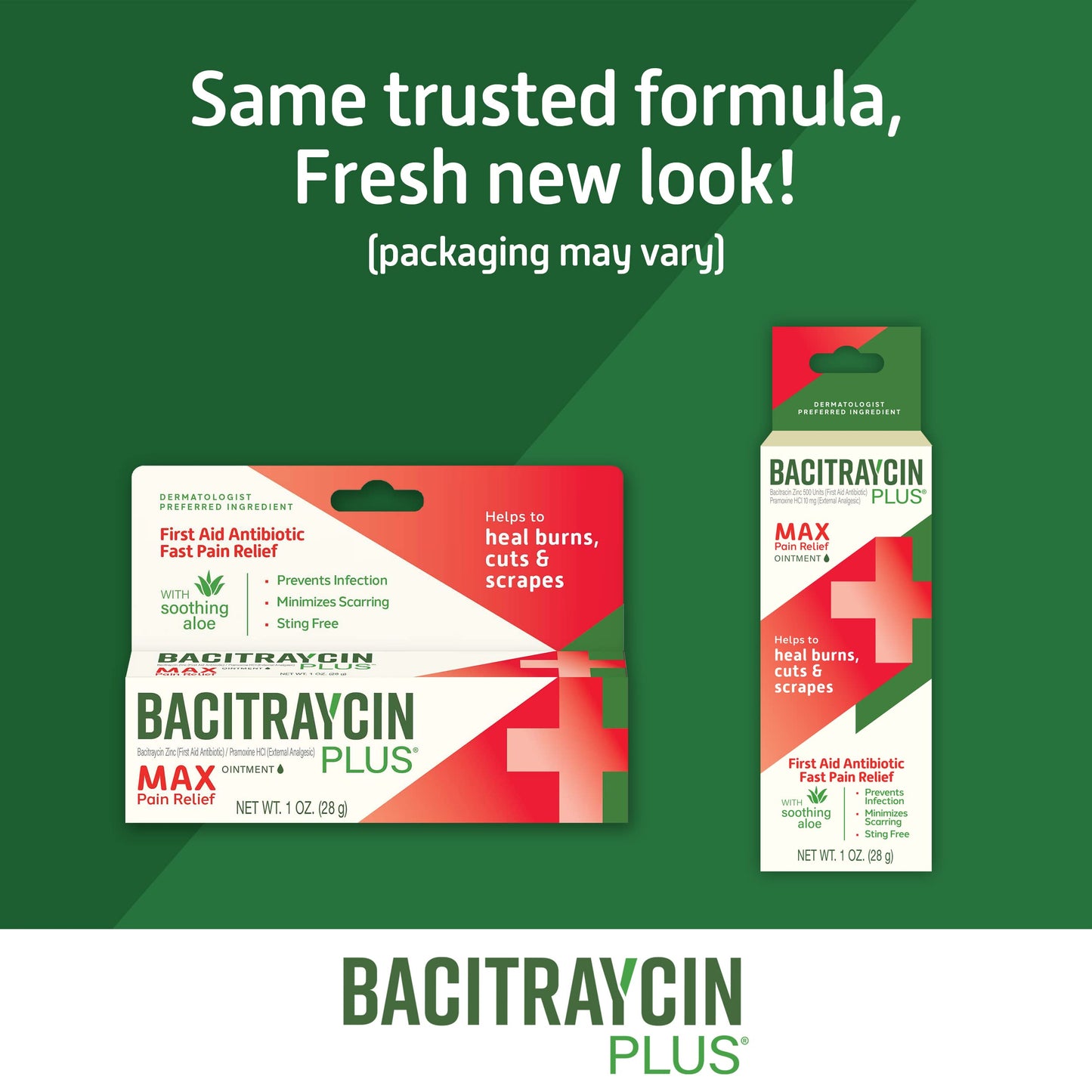 Bacitraycin Plus Max Strength First Aid Antibiotic Wound Healing + Pain and Itch Relief Ointment for Minor Cuts, Scrapes and Burns, with Bacitracin Zinc and Moisturizing Aloe Vera, 1 oz, 2 Pack
