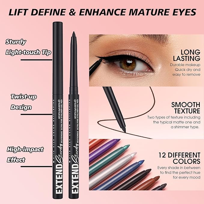 Burgundy Eyeliner Retractable Burgundy Eyeliner Pencil Waterproof Long Lasting Smudge-proof Hypoallergenic #07