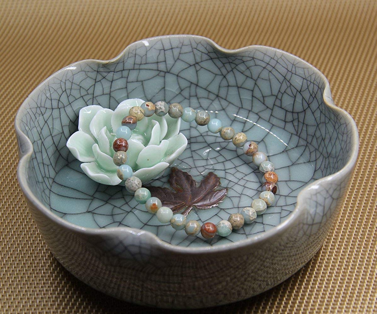 Natural Serpentine Gemstone 6mm Round Beads Stretch Bracelet 7 Unisex