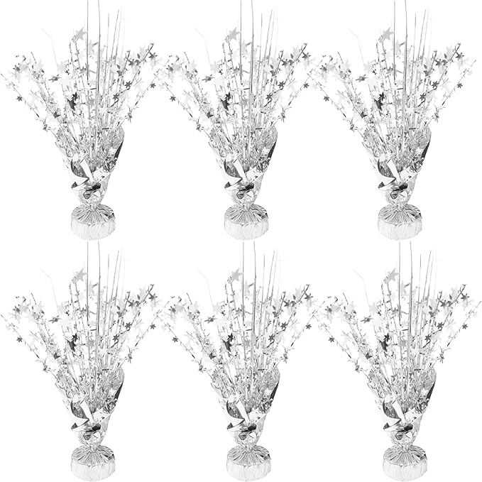 6 Pcs Metallic Foil Star Burst Table Centerpieces Patriotic Decoration for Wedding Birthday Graduation Veteran Day Memoria...