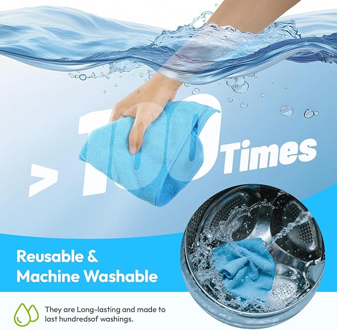 Microfiber Cleaning Cloths 12x12IN 12Pack Colour Lint Free Kitchen Cloths - Extra Thick, Streak-Free, Lint-Free, Fast Absorbent - Reusable Multi-Purpose Housekeeping Rags for Cars, Dishes, Floors