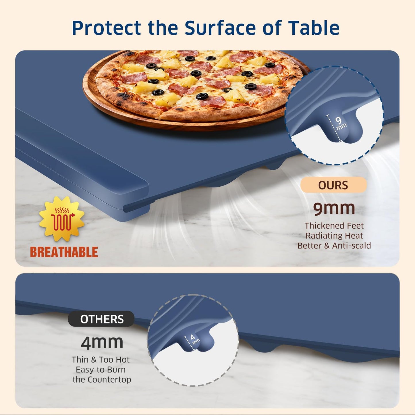 Warming Mat for Food, 35.43"x13.99" Extra Large, 7 Temperature Levels & Timer, Fast Full-Surface Heating, Rollable Waterproof Silicone Tray with Auto Shut-Off for Buffet, Party, Home, Travel(Blue)