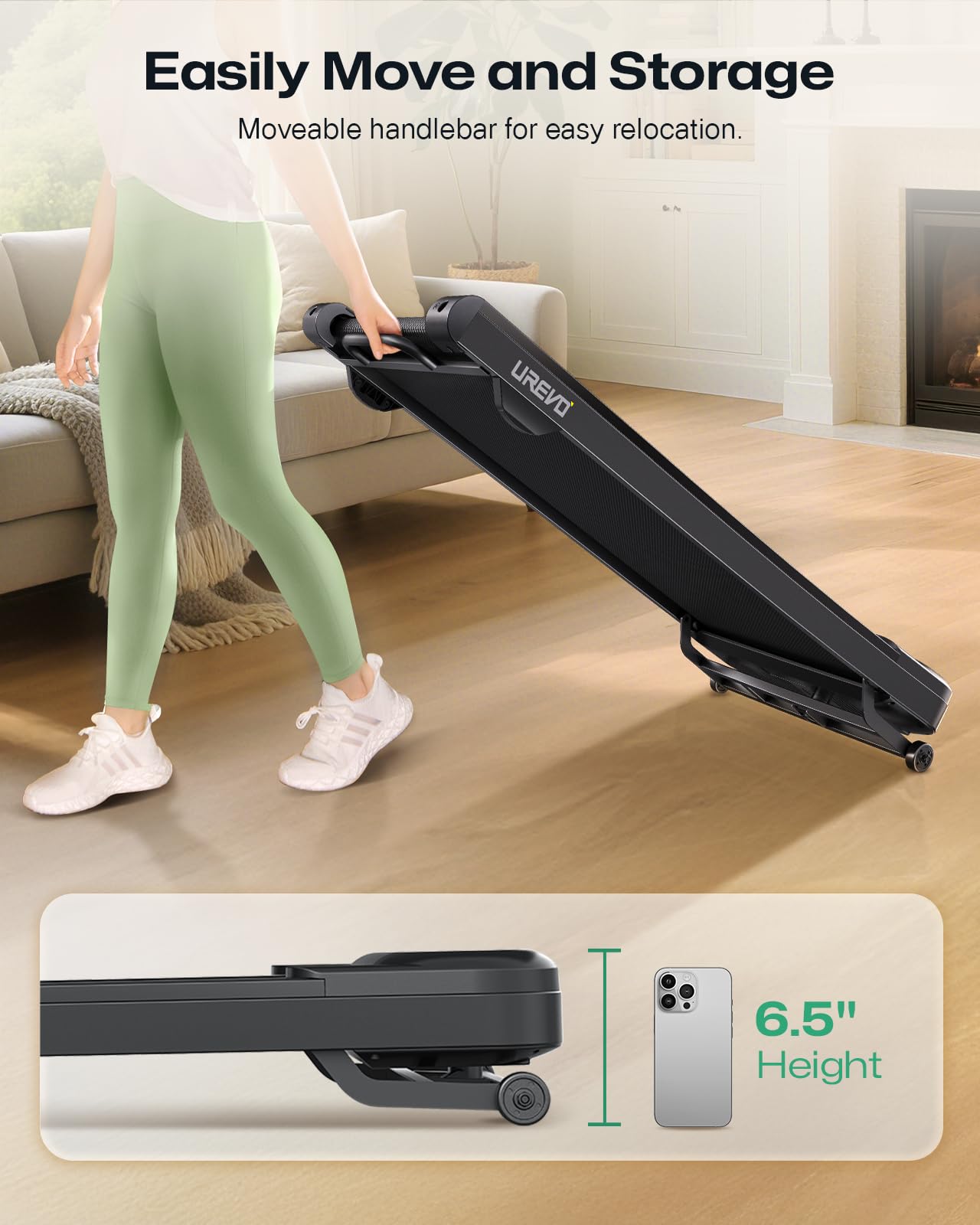 Smart Treadmill with 9% Auto Incline, Hiking and Running Walking Pad Treadmills for Home Office, Treadmill with UREVO APP, AI Powered Music Course, HIIT Programs Synced to Scenic Route, One-Click Mute