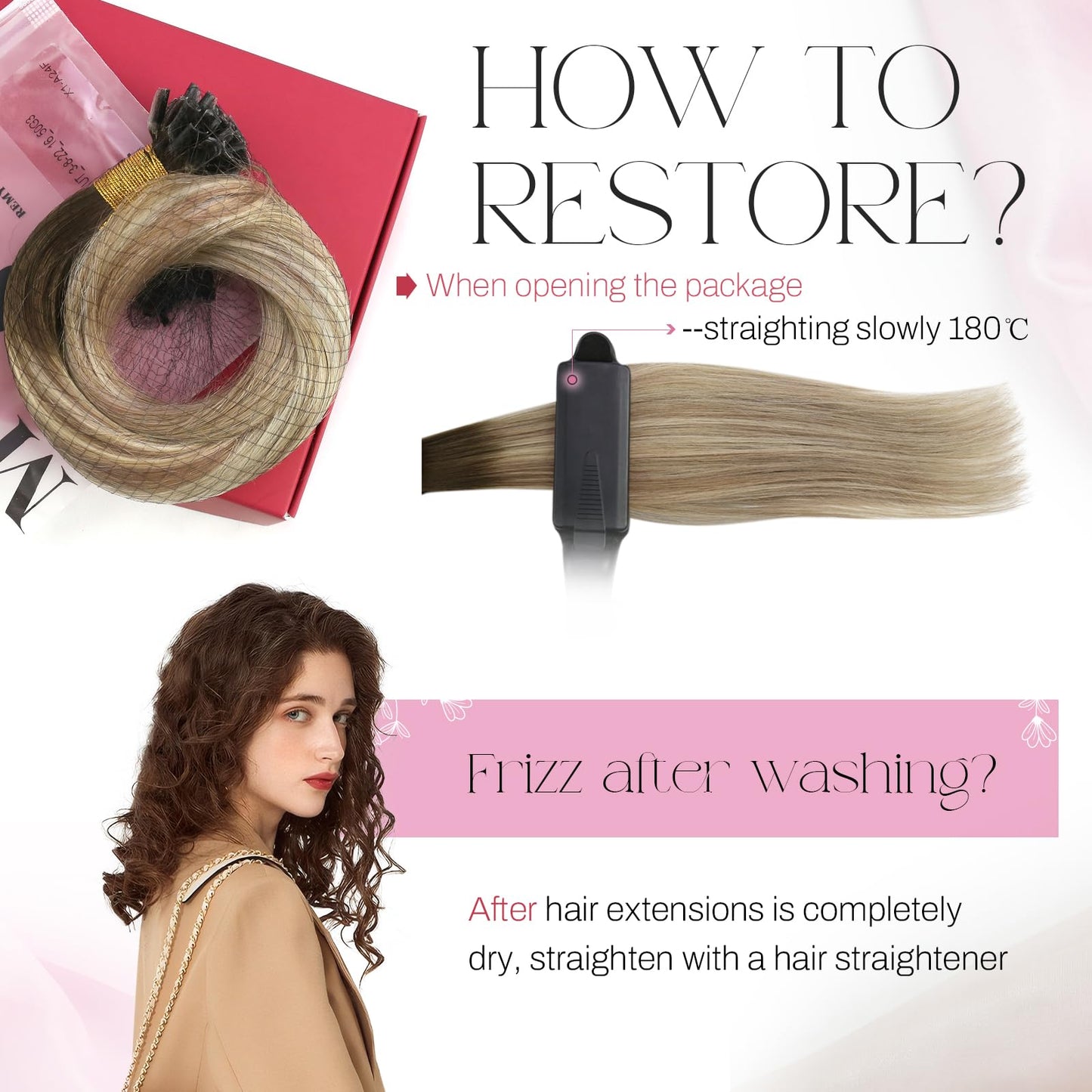 Moresoo K Tip Hair Extensions Real Human Hair Dark Brown to Light Brown with Medium Blonde Balayage K Tips Hair Extensions Human
