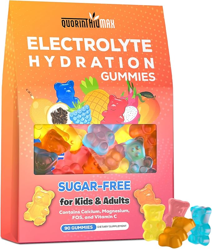 Electrolyte Gummies Sugar Free | Electrolyte Hydration Energy Gummies for Running & Sports - Energy Chews with Calcium & V...