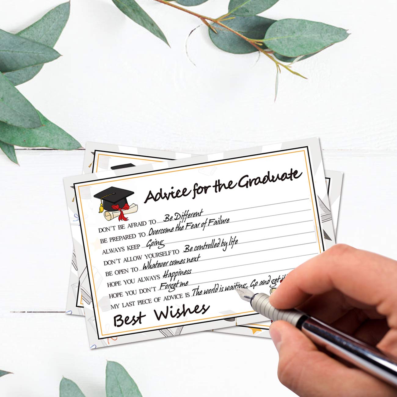 Graduation Wish Cards - 50PCs High School or College Graduation Advice Cards Supplies 2025 Decorations Grad Celebration Party Supplies for High School/College/Senior School