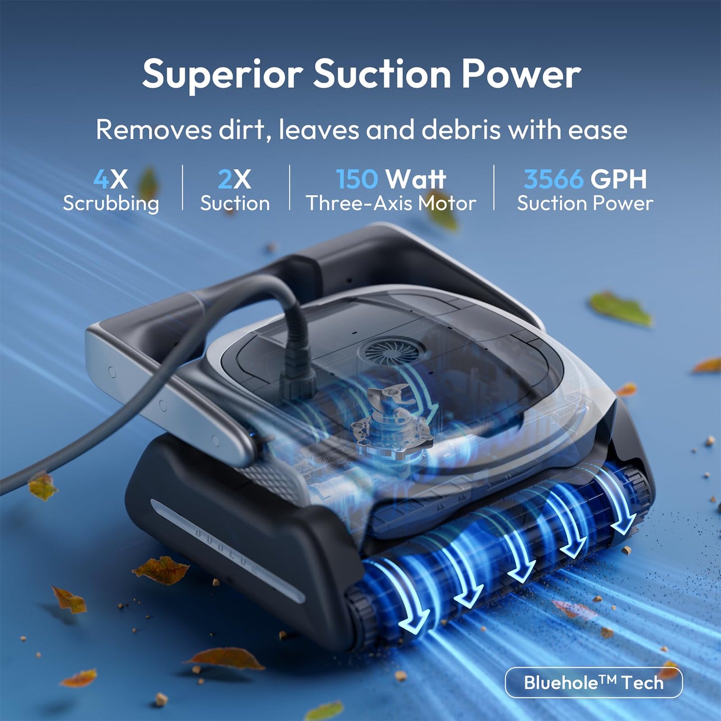 (2026 Upgrade) BUBLUE Bubot 800P Gen2 Robotic Pool Cleaner, Pool Vacuum for Inground Pools,with Smart Navigation, App Control & Scheduling, Cleans Floor/Wall/Waterline, for Pools up to 1,076 Sq.Ft.