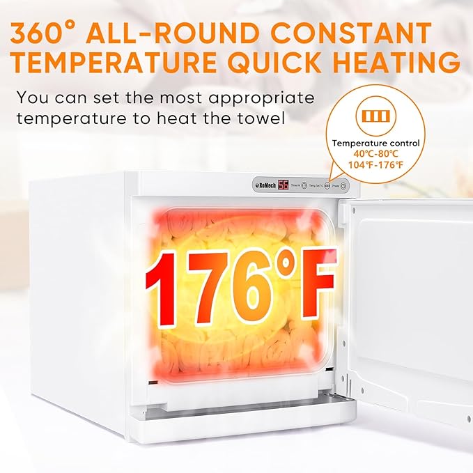 ROMECH 8L Hot Towel Warmer Cabinet, Professional Towel Heater with LED Temperature Display Setting, Towel Warmers for Spa Massage Salon Home (White, 8L)