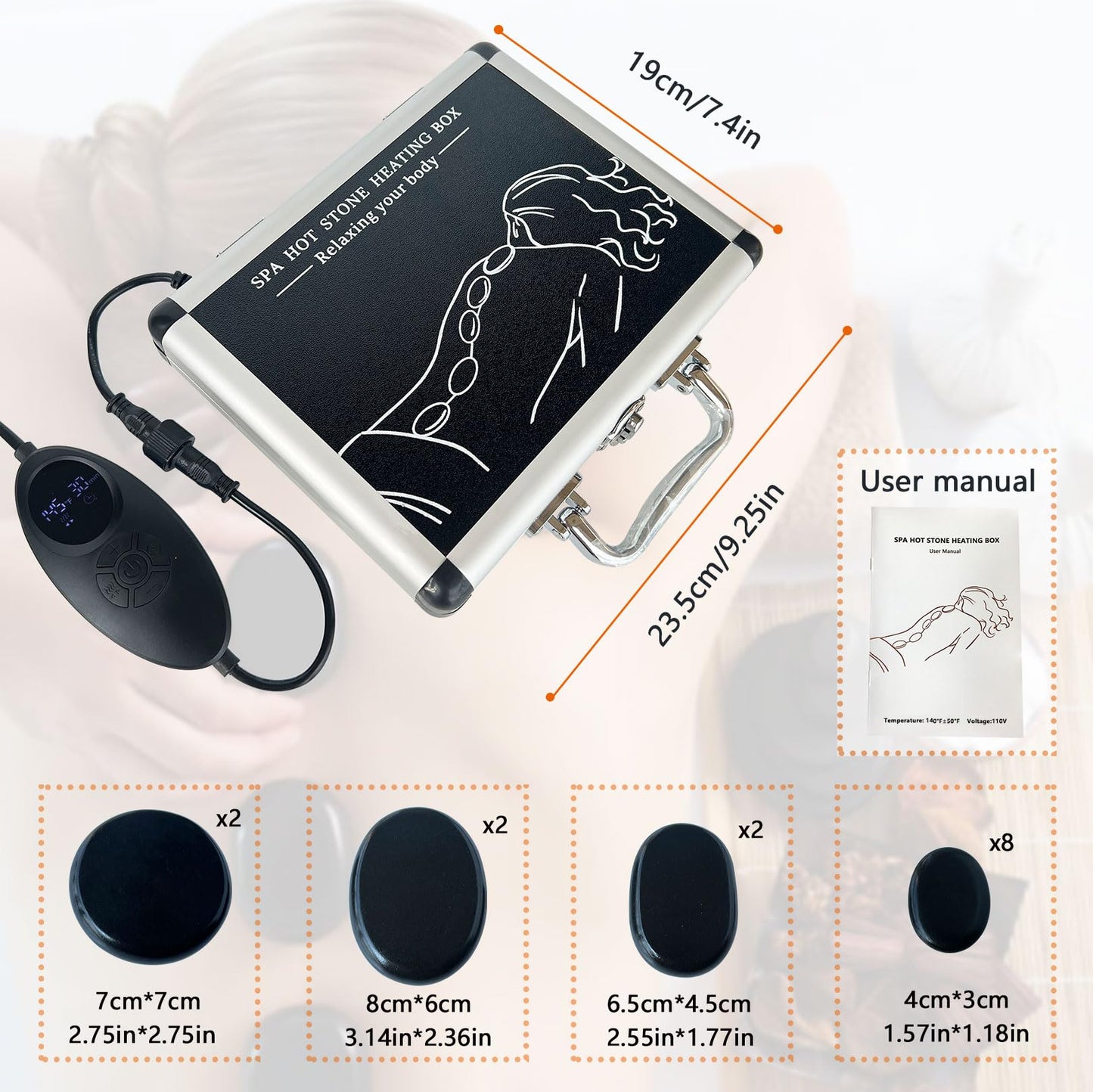14-Piece Hot Stone Massage Set, Massage kit with Temperature Regulator, Basalt Massage Stone Home Spa Thermal Therapy Relaxation