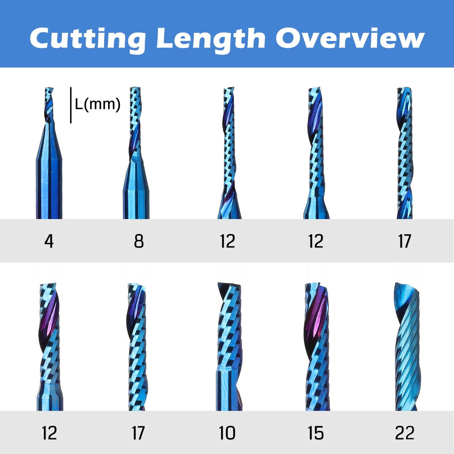 Genmitsu CNC Machine 3018-PRO Router Kit +1/8 Inch Shank 10pcs Carbide Spiral O Flute (Single Flute) End Mill CNC Router Bits