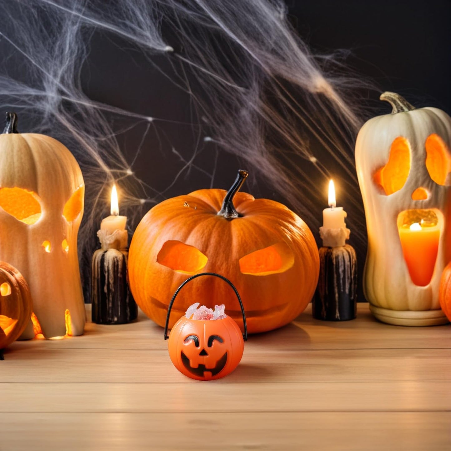 HEALLILY 20 Pcs Halloween Pumpkin Candy Buckets for Nightclub Bar