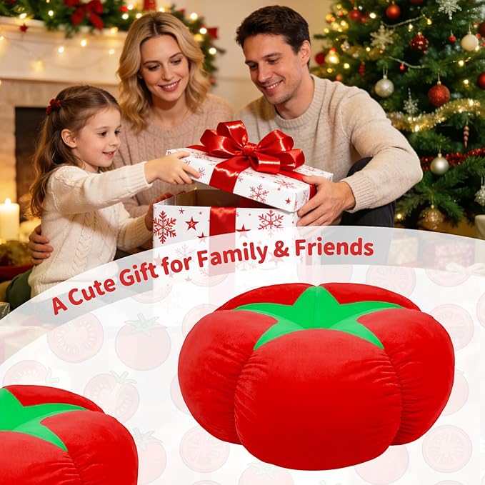 Extra Large Tomato Floor Cushion Pillow – Plush Floor Cushion for Sitting & Activities, for Reading, Gaming, Meditation & Home Decor – Cute Round Plush Chair Cushion.65cm/25.6Inch