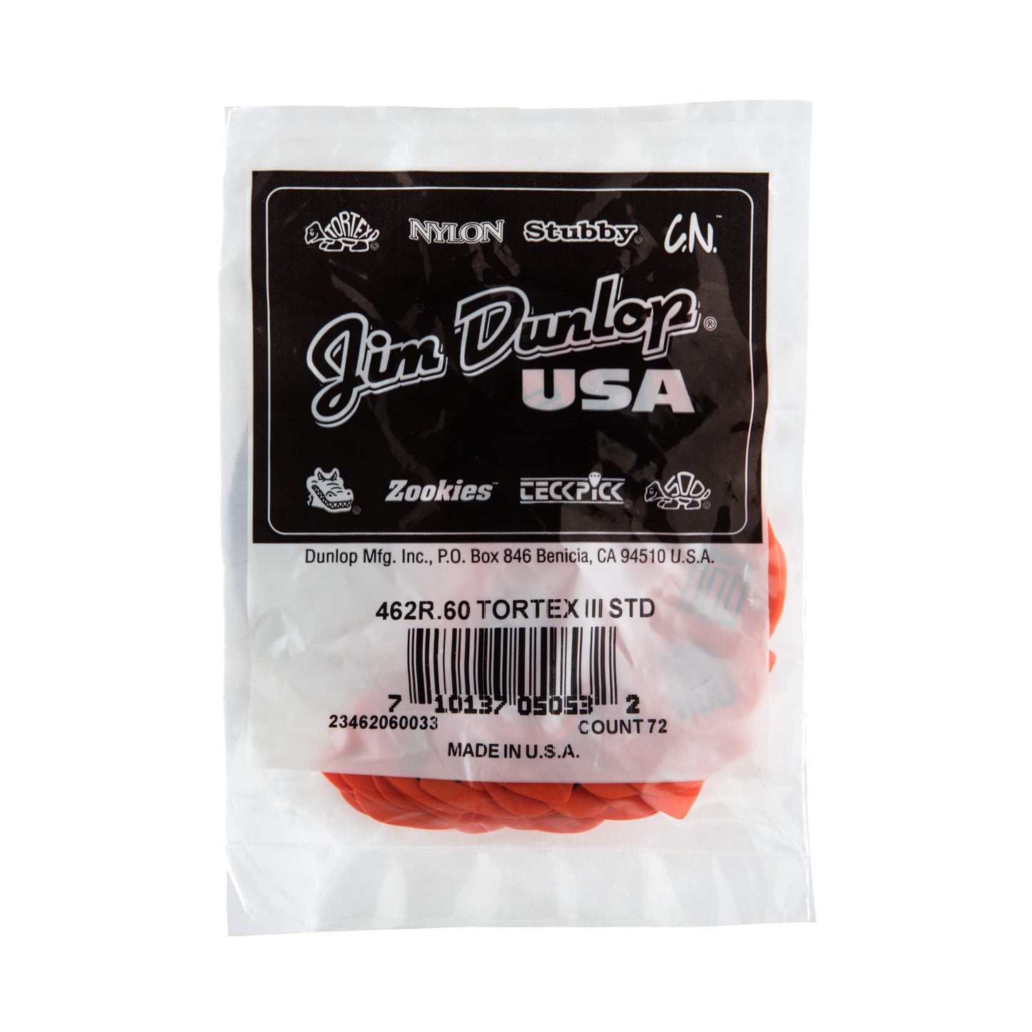 Dunlop 462R.60 Tortex Tiii, Orange, .60Mm, 72/Bag