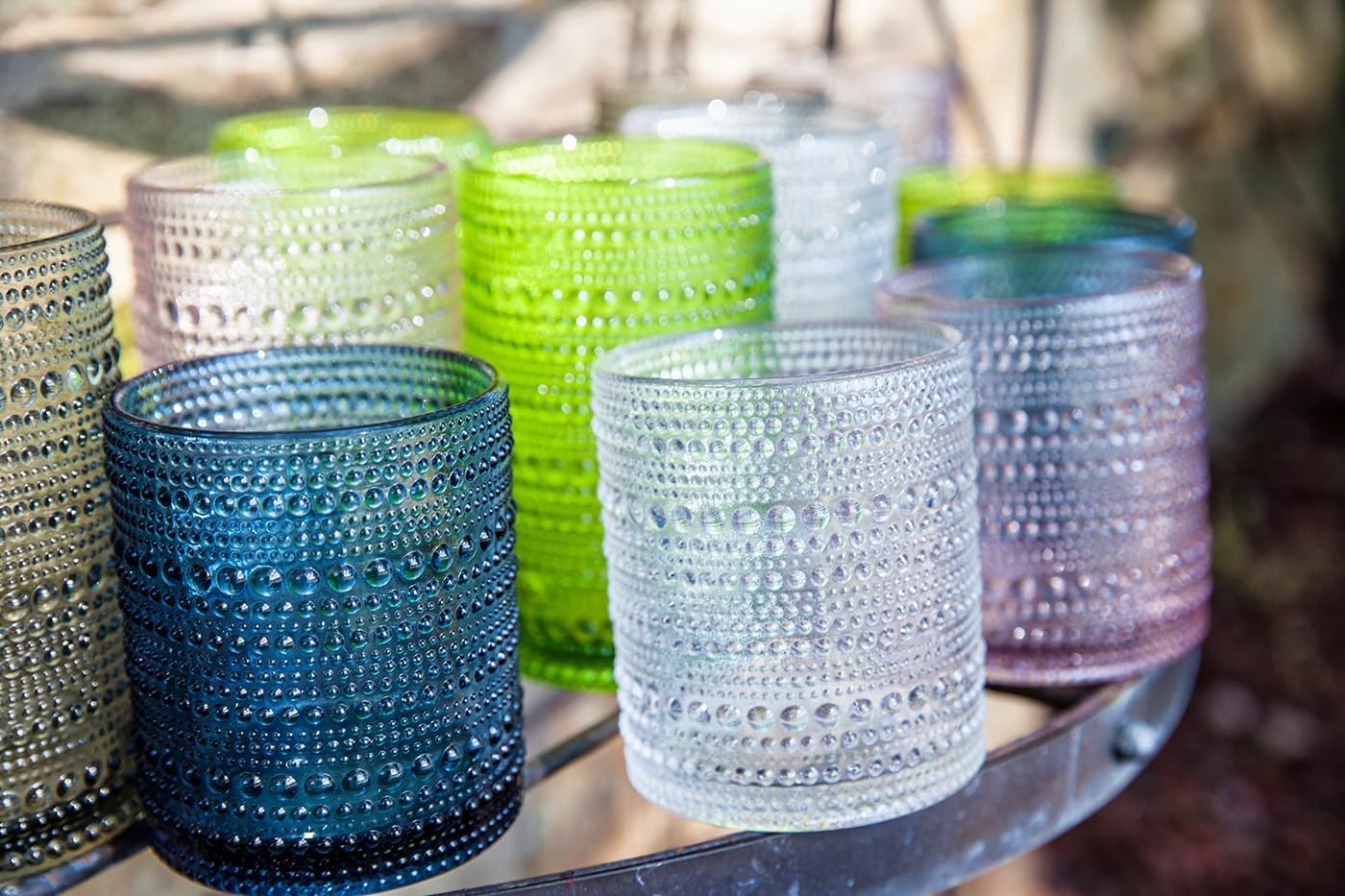 Fortessa Jupiter Beaded Hobnail Glass, 10 Ounce Double Old Fashioned (Set of 6), Red