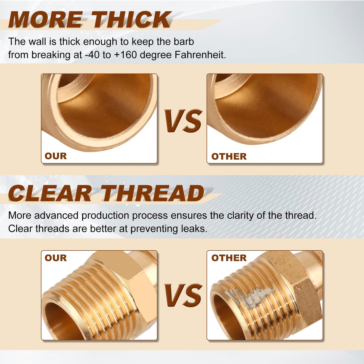 Boeray 5pcs Brass Hose Barb Fittings 1/4 Inch Barb to 1/8 Inch NPT Male Thread Air Hose Fittings Adapter Connector Water Fuel Air Line Fittings 1/4” Barb × 1/8” NPT Brass Fittings