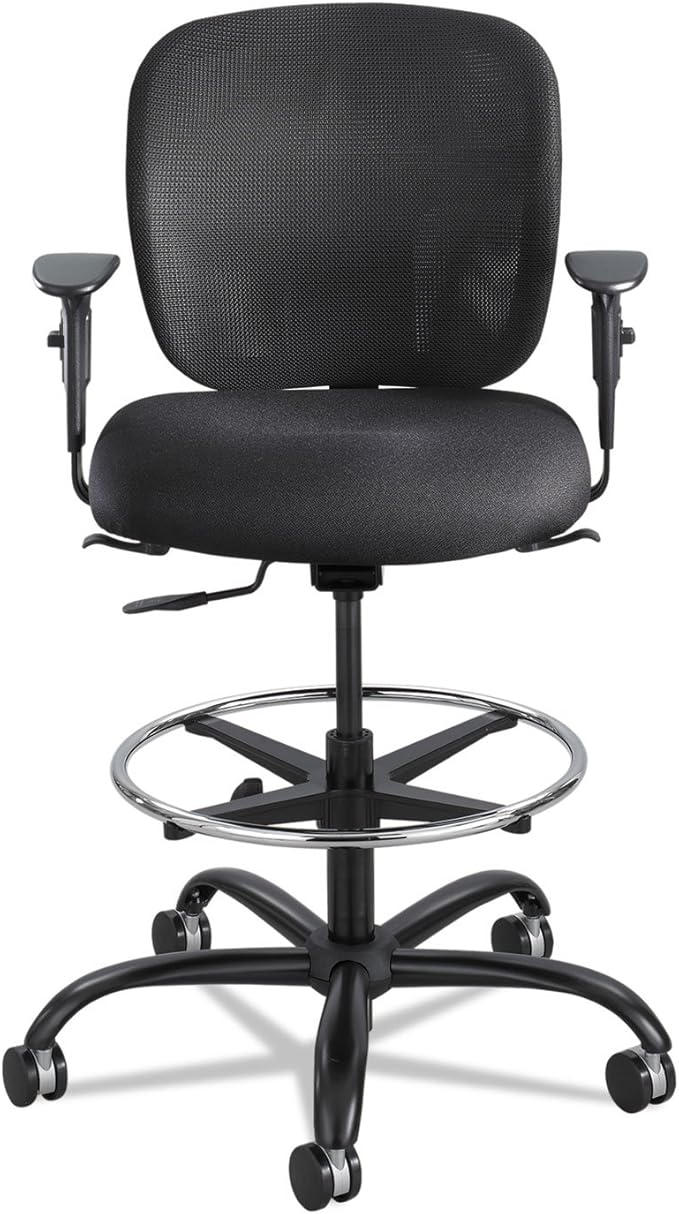 Safco Vue Office Chair, Heavy Duty Stool, 400 lbs Capacity, Ergonomic Mesh Back, 360 Swivel Seat, 5-Star Base, Big and Tall, Black