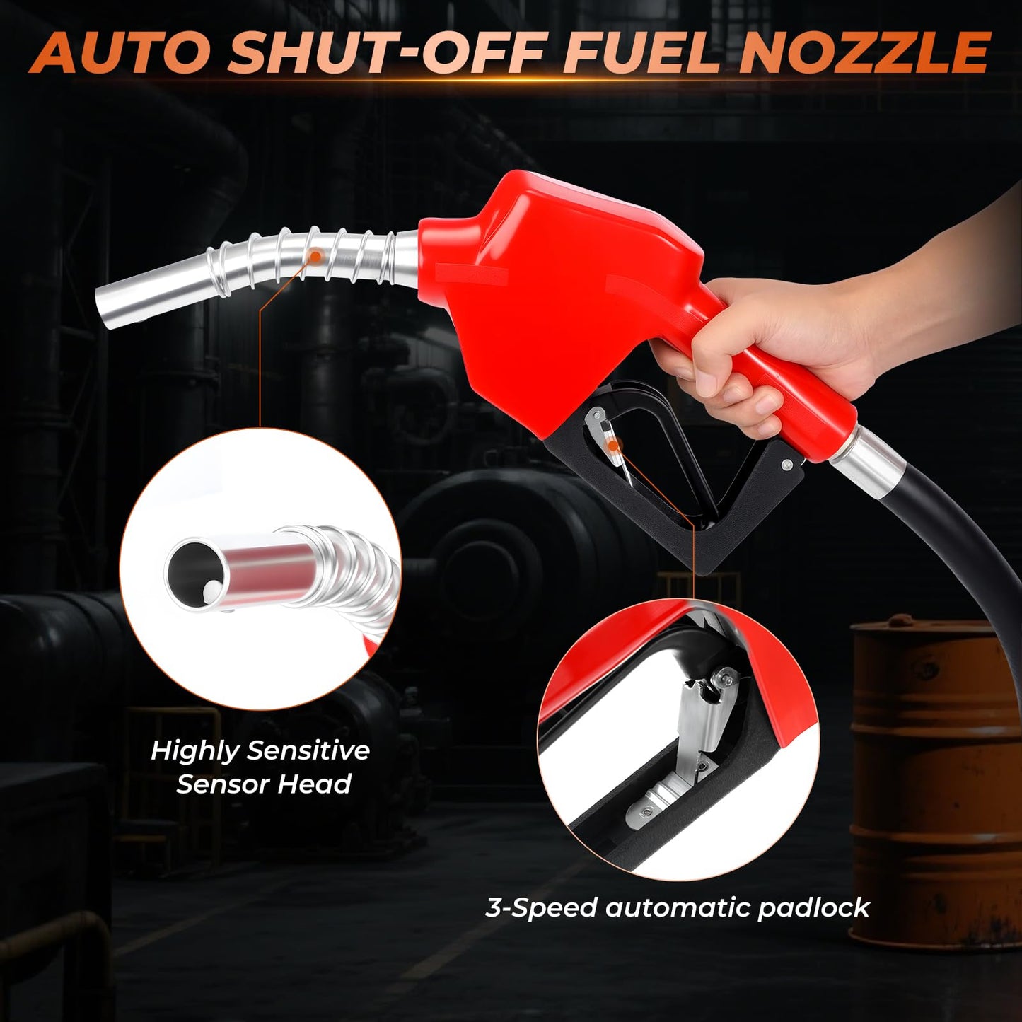 GEARLASSO Fuel Transfer Pump Battery Powered 12 GPM Electric Diesel Transfer Pump with 2 x 2.0Ah Batteries Portable Cordless Kit with Auto Shut-Off Nozzle & Hoses for Diesel Kerosene