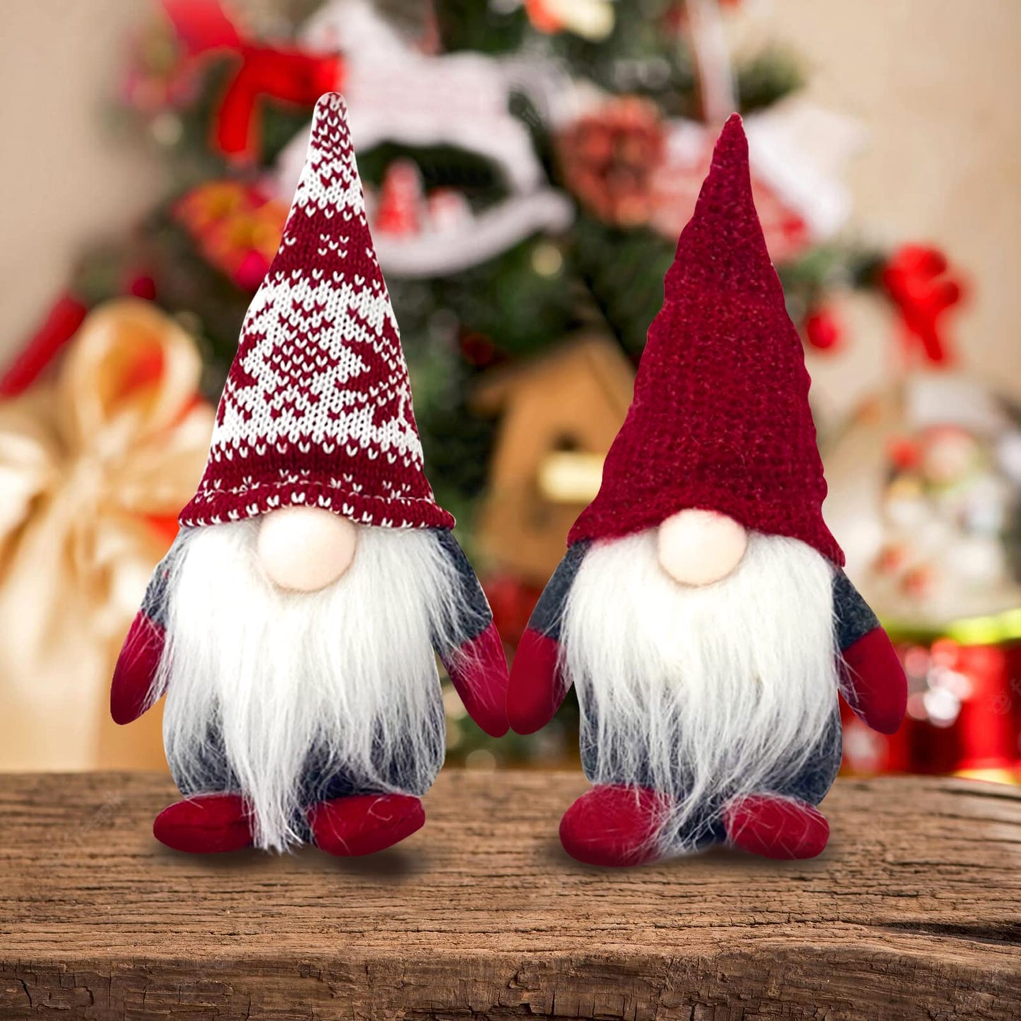 4PCS Needle Christmas Gnome Plush Woven Santa Claus, Handmade, Table Decorations, Home Decorations, Fireplace Decorations, Christmas Decorations (red Long Legs Mixed)