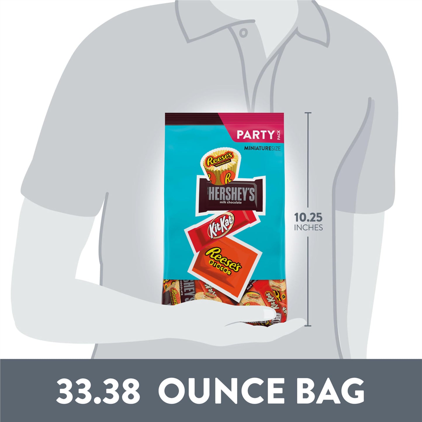 HERSHEY'S, KIT KAT and REESE'S Assorted Flavored Candy Party Pack, 33.38 oz