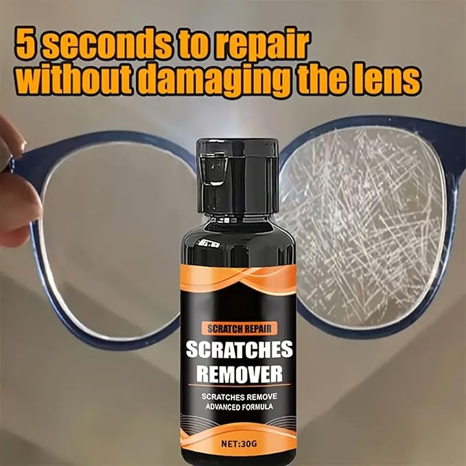 Eyeglass Scratch Remover, Effective Scratch Removal, 30g, Lens Cleaning Kit, Sunglasses Cleaner, With Built In Sponge Applicator, For Eyeglasses, Sunglasses, Watch, Camera, Car Windshield, Auto Window