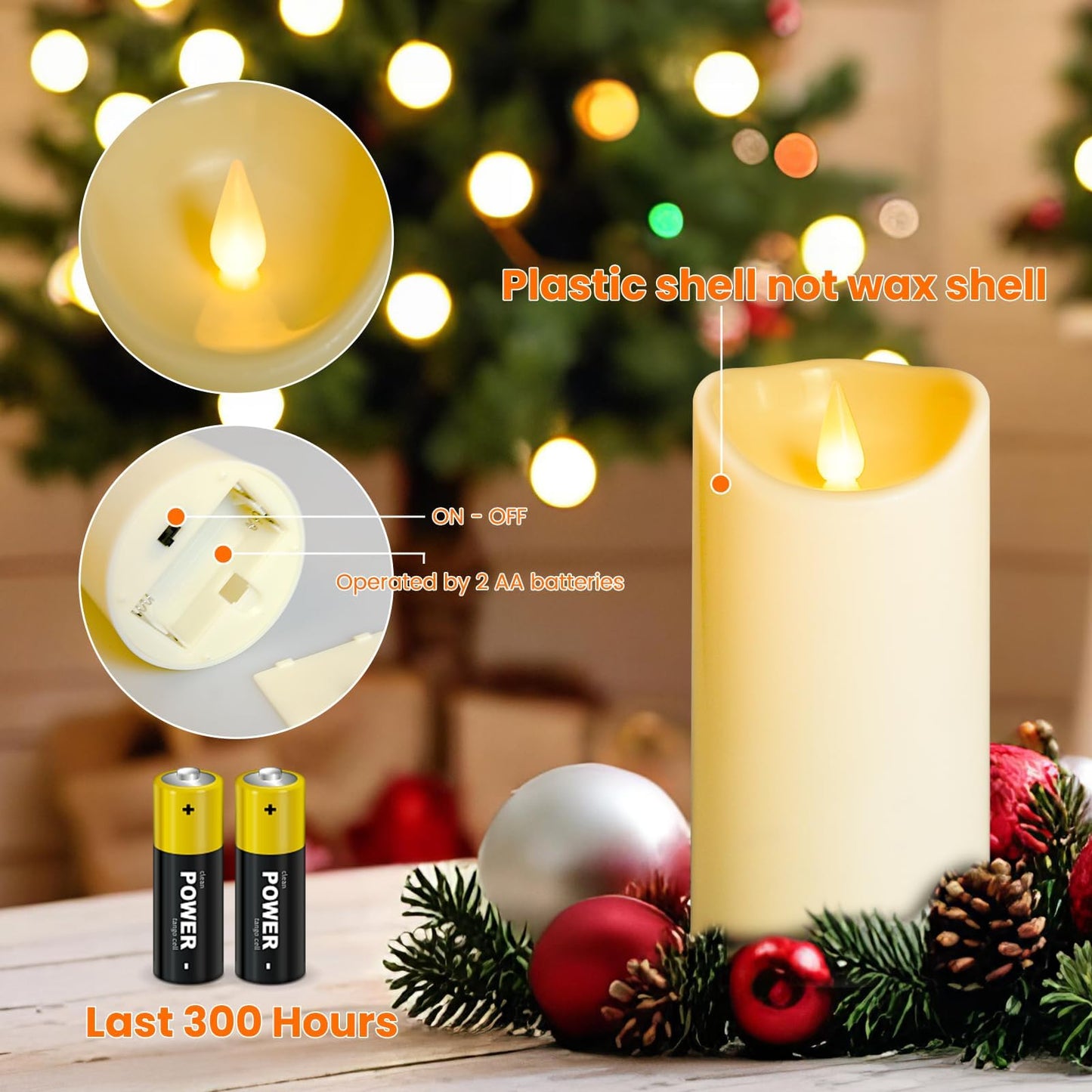 LEOSAN led Flameless Candles Outdoor Indoor Battery Operated Flickering Candles with Remote Timers, Won't Melt, Ivory Plastic D3 xH4 5" 6" for Halloween, Party, Valentine's Day, Wedding (18 pcs)