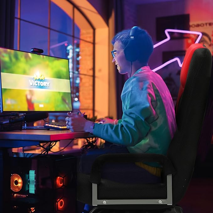 ACIPENSER Swivel Gaming Chair Multipurpose 2PACK Floor Gaming Chair for Playing Video Games, TV, Reading w/Armrest Lumbar Support & 6 Adjustable Postion Backrest for Adults & Kids,Red