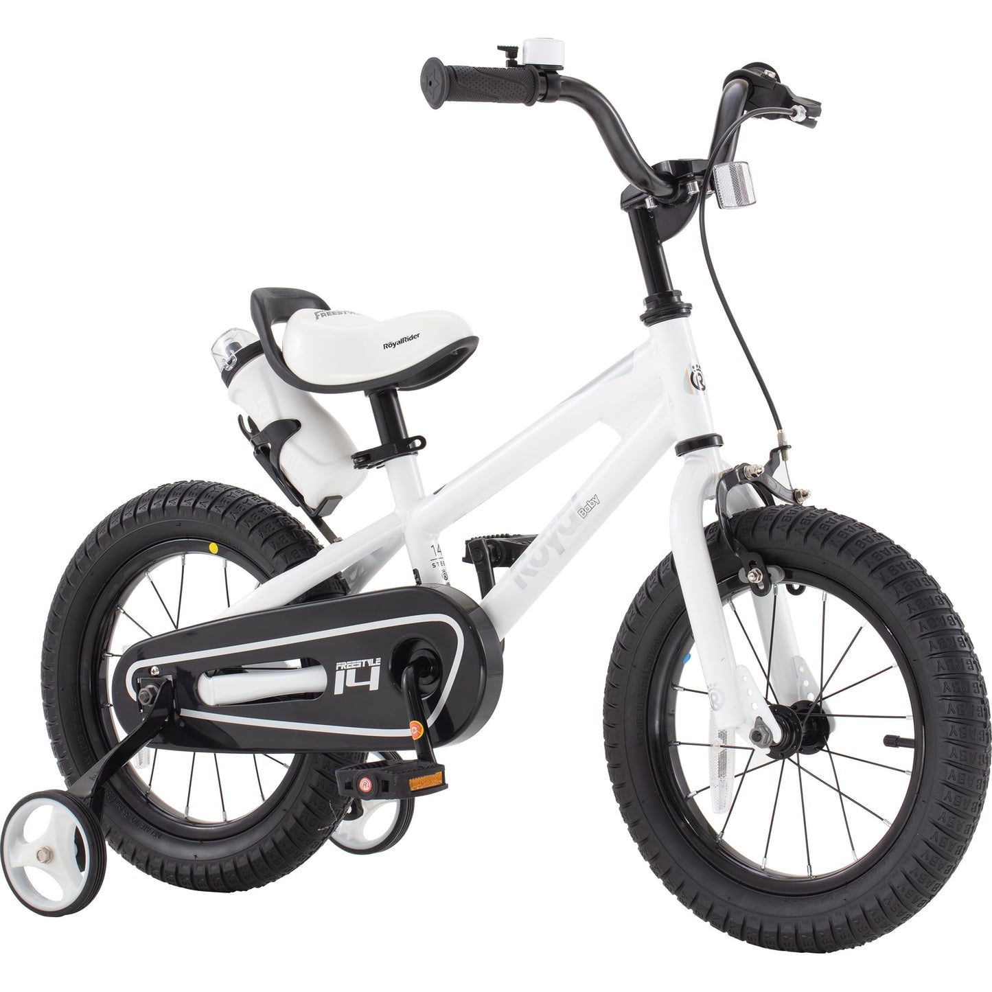 RoyalBaby Freestyle Kids Bike Boys Girls 16 Inch BMX Childrens Bicycle with Training Wheels & Kickstand for Ages 4-7 years, White