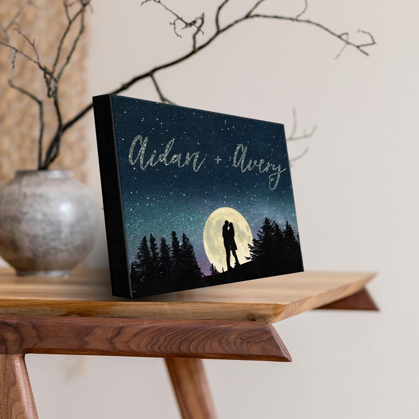 Personal-Prints | Personalized Gifts for a Romantic Valentine’s Day or Anniversary | Stretched Canvas Customized and Ready to Display with an Easel Back (1 - Written in the Stars)