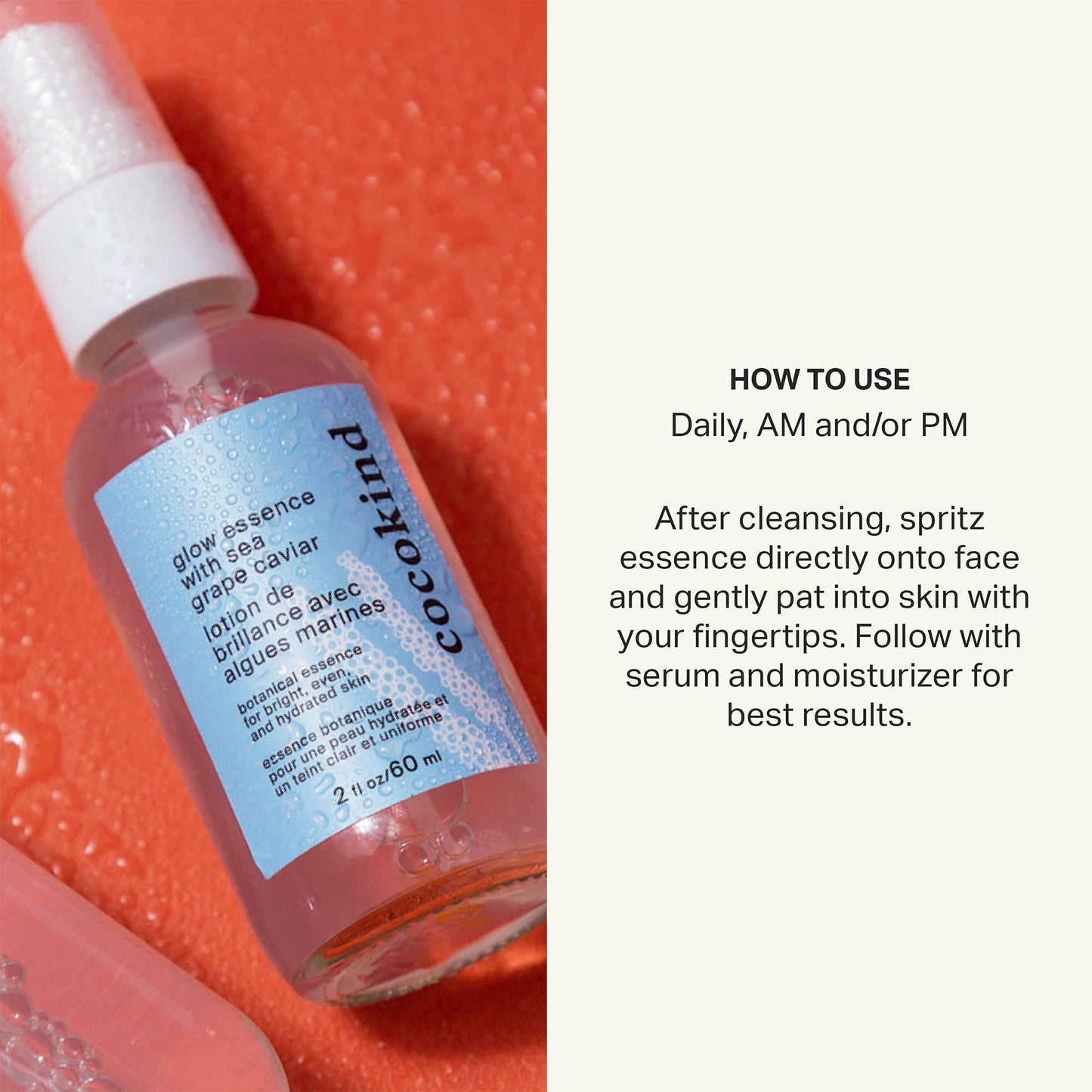 Cocokind Glow Essence with Sea Grape Caviar, Hydrating Primer and Facial Mist, Facial Moisturizer with Sea Buckthorn, Linoleic A