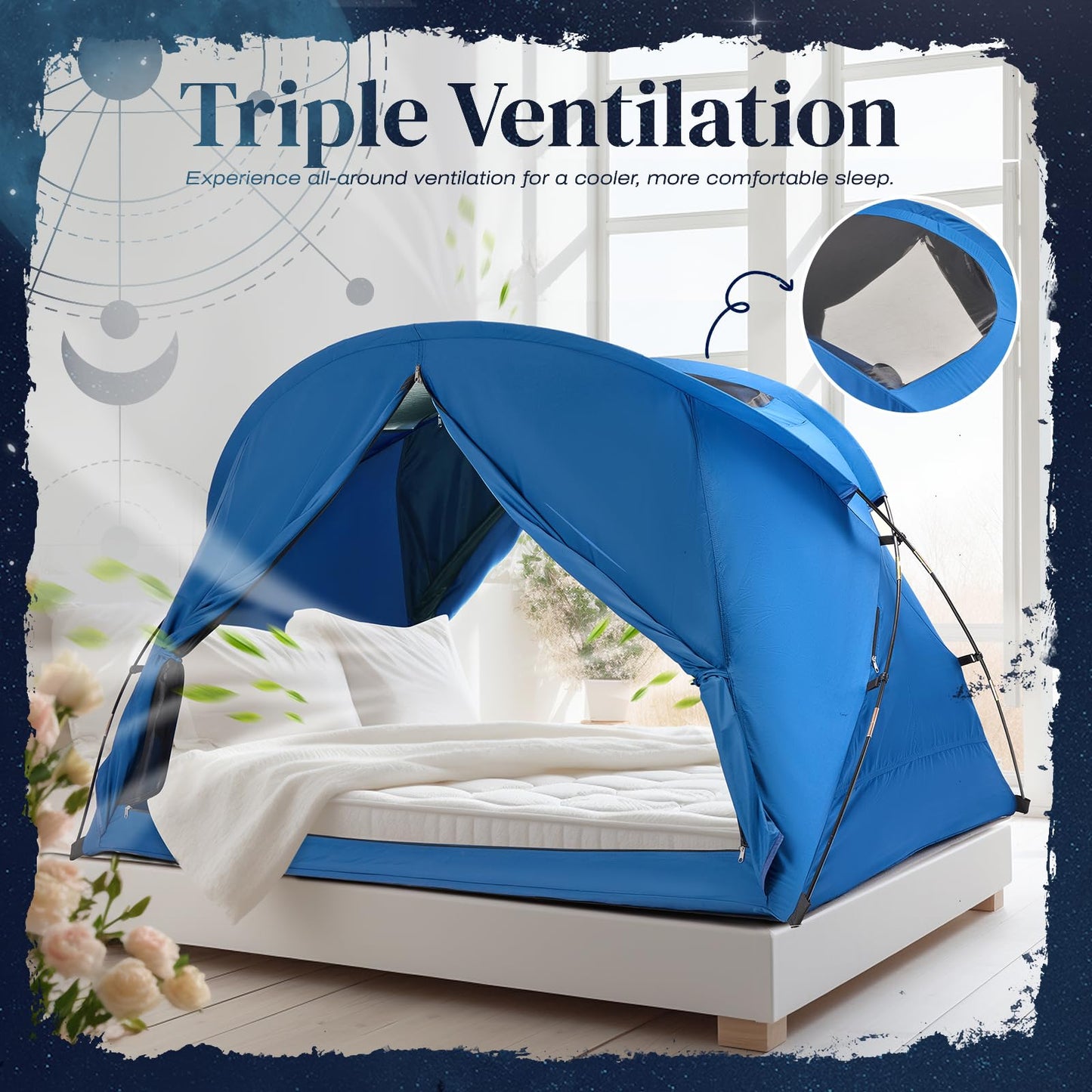 UNIHIMAL Bed Tent Canopy Twin, Blackout Portable Sleep Tent Easy Setup, Breathable Mesh, Privacy Curtains for Adults, Ideal for Indoor