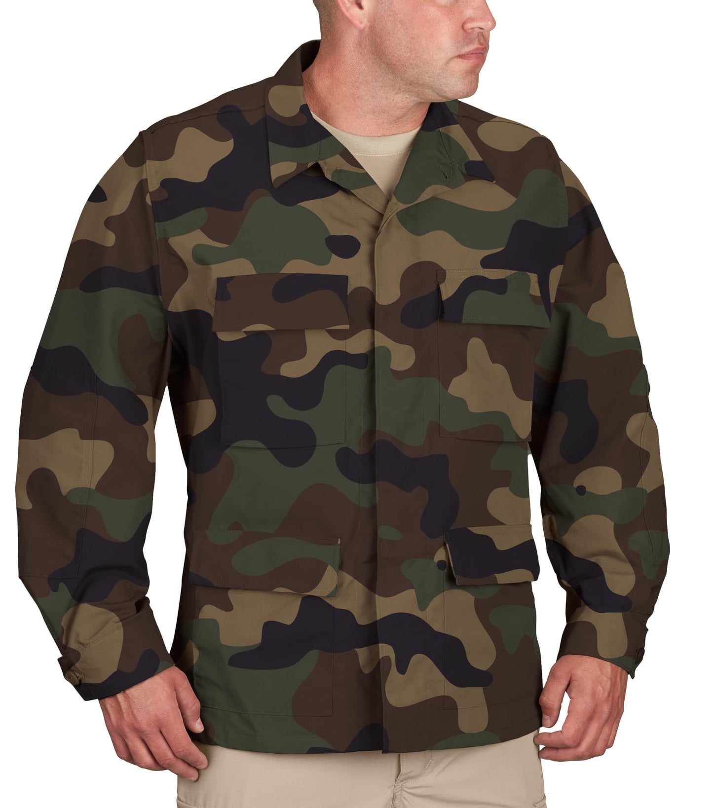 Propper Men's Uniform Ripstop BDU Coat, Woodland, 60% Cotton, 40% Polyester, X-Large