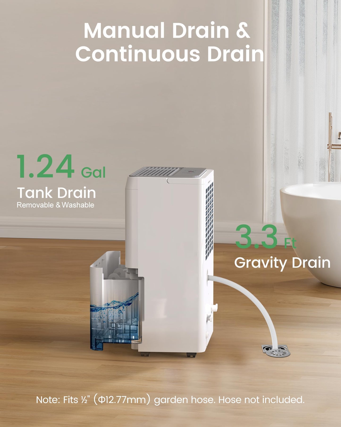 Waykar 5000 Sq.Ft Energy Star Dehumidifier for Basement & Home, 80 Pint/Day with Drain Hose & Tank, Ultra Quiet (40 dB), Smart Auto Comfort Mode