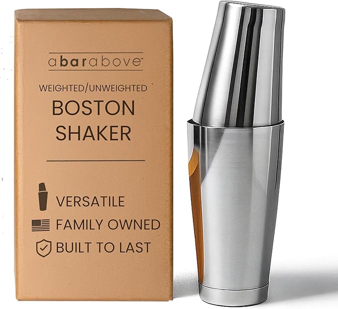 A Bar Above Professional Boston Shakers Set 18 oz Weighted Stainless Steel Cocktail Shaker Set for Bartenders, Premium 304...