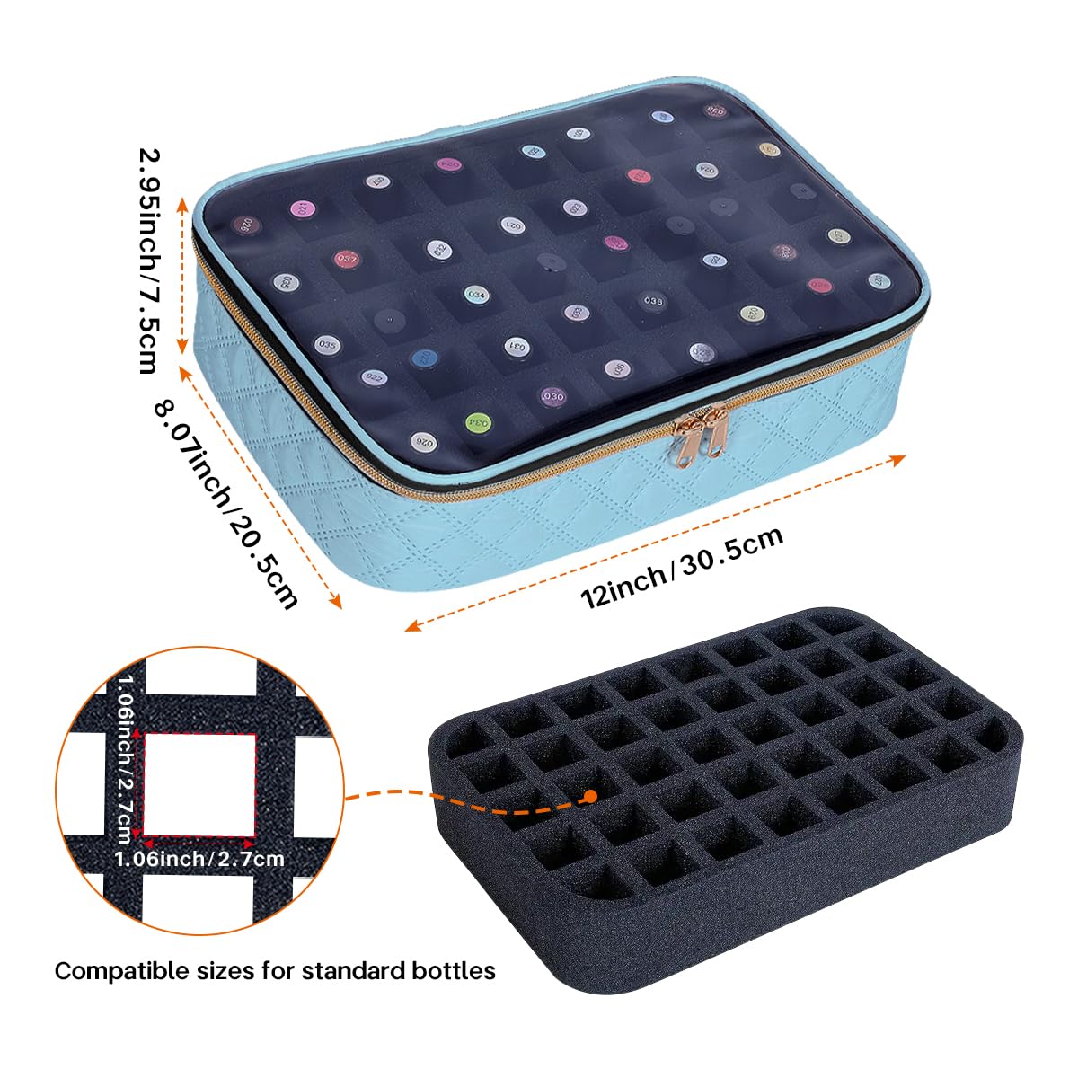 UOZL Nail Polish Bag organizer-Holds 40 bottles(15ml-0.5fl.oz)