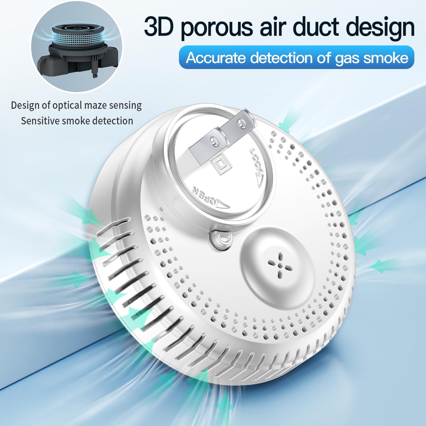 HAKINAKU 4-in-1 Plug in Smoke & Carbon Monoxide Detectors Combo Built-in 1000mAh Backup Battery Plug&Play 85dB Alarm [CO Smoke Temp Humidity Combination] Senor for Home Hotel Travel (White, 1 Pack)