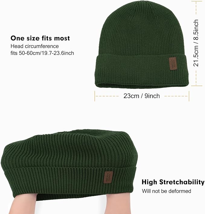 Wmcaps Winter Beanie for Men Women, Fleece Lined Beanie Soft Warm Knit Hat Ski Stocking Cuffed Cap